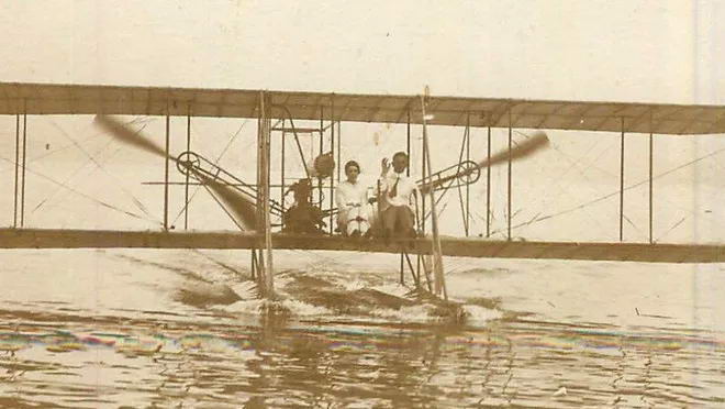 Toledo Beach - Harry Atwood Landing Sea Plane At Park 1913 From Monroe News